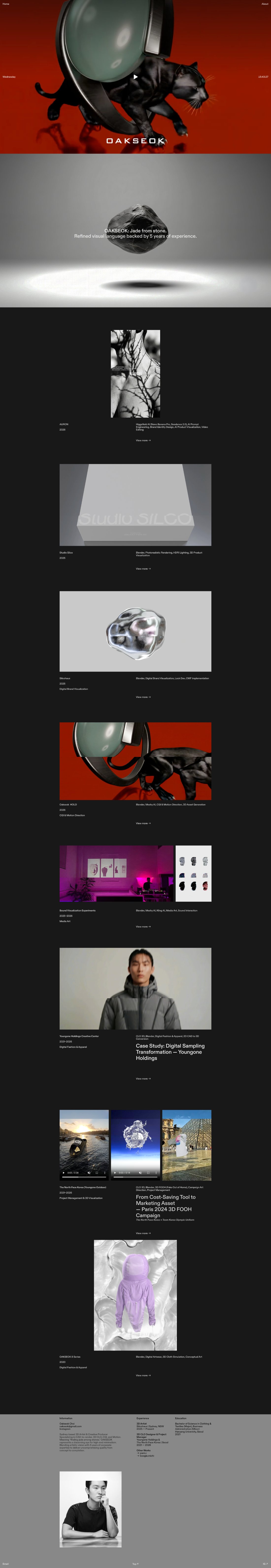 OAKSEOK cinematic portfolio site